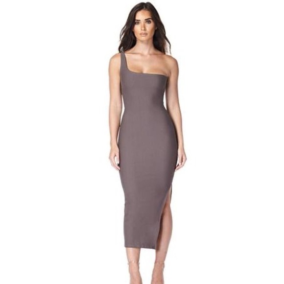 SLNGHR GREY ASYMMETRICAL DRESS - Picture 1 of 5